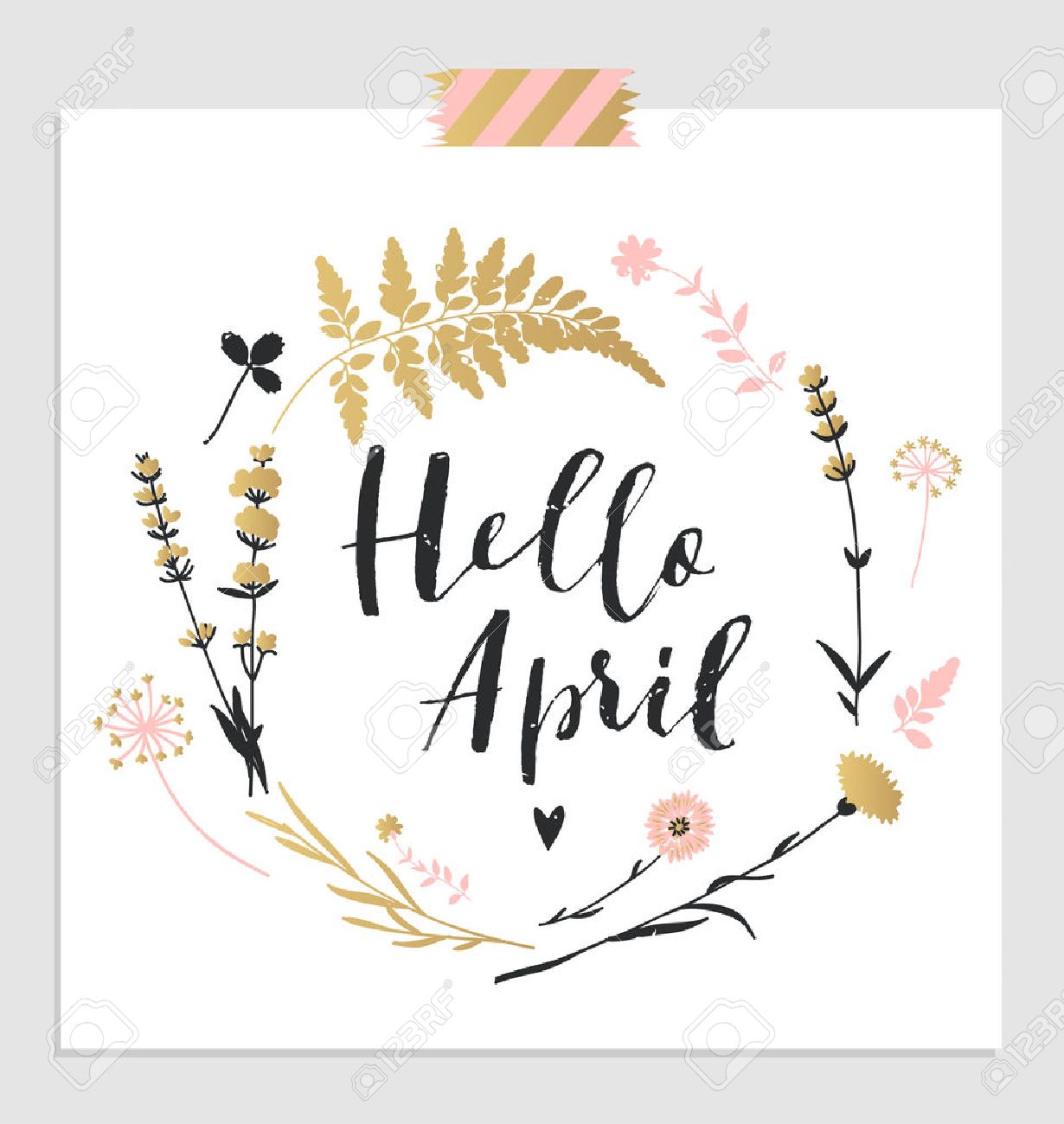Cute spring floral card template "Hello April". Perfect for invitation, scrapbooking, web, card, blog, sale, calendar cover, notes and many other. Vector illustration - 55487423 Cute spring floral card template "Hello April". Perfect for invitation, scrapbooking, web, card, blog, sale, calendar cover, notes and many other. Vector illustration - 55487423