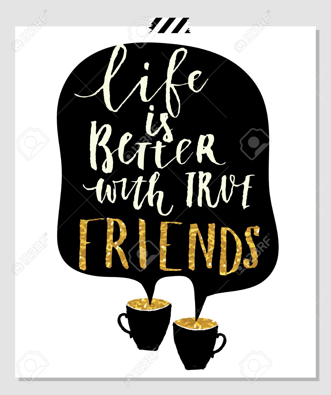 life is better with friends Card for best friends Hand lettering quote on a