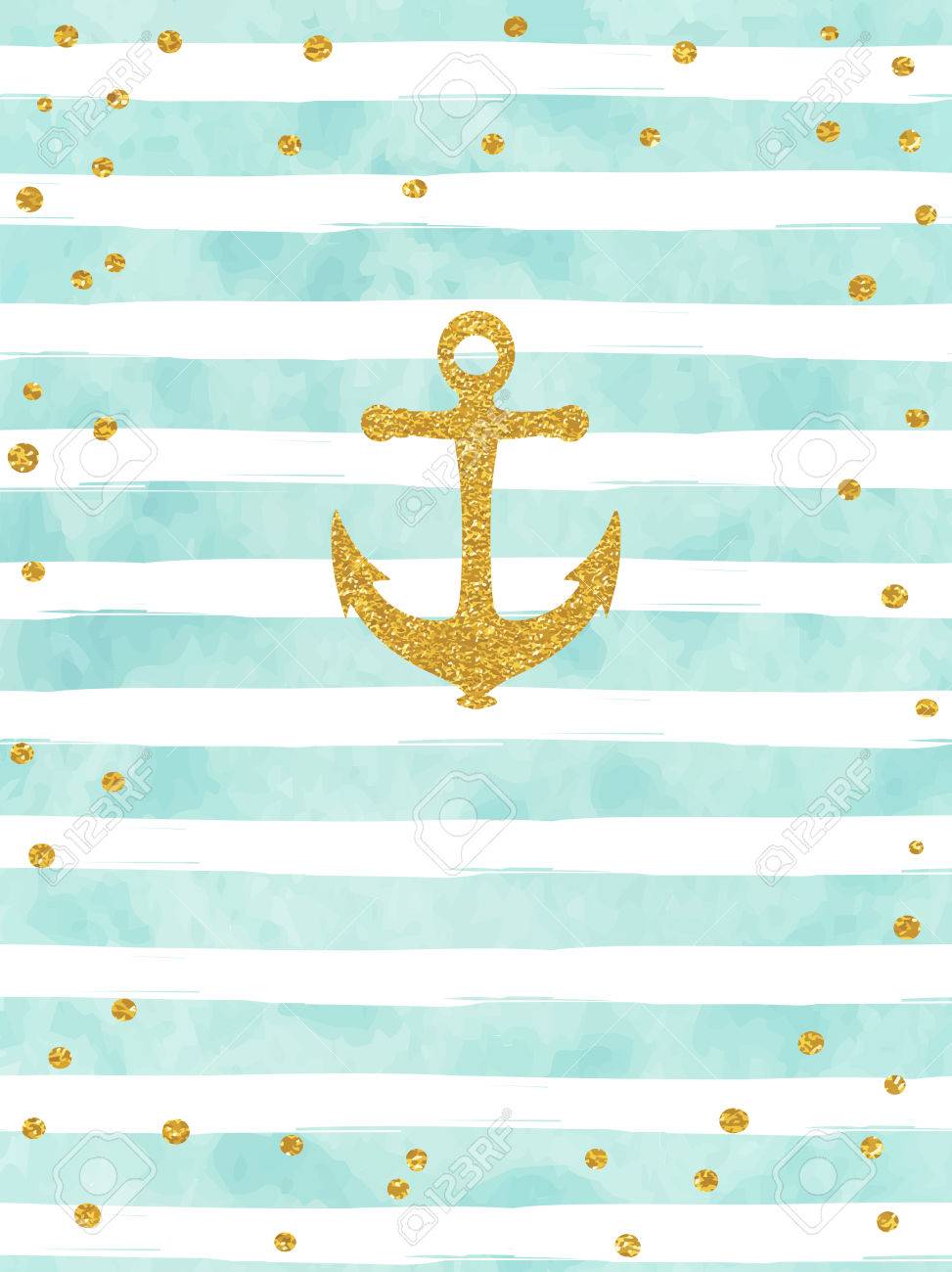pretty summer card template gold glitter confetti on striped