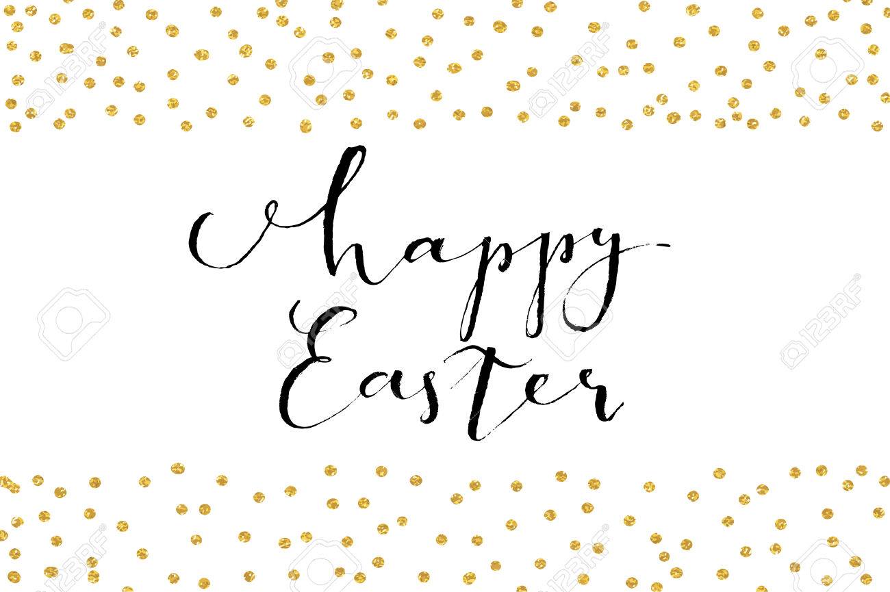 pretty easter card template gold glitter confetti on white