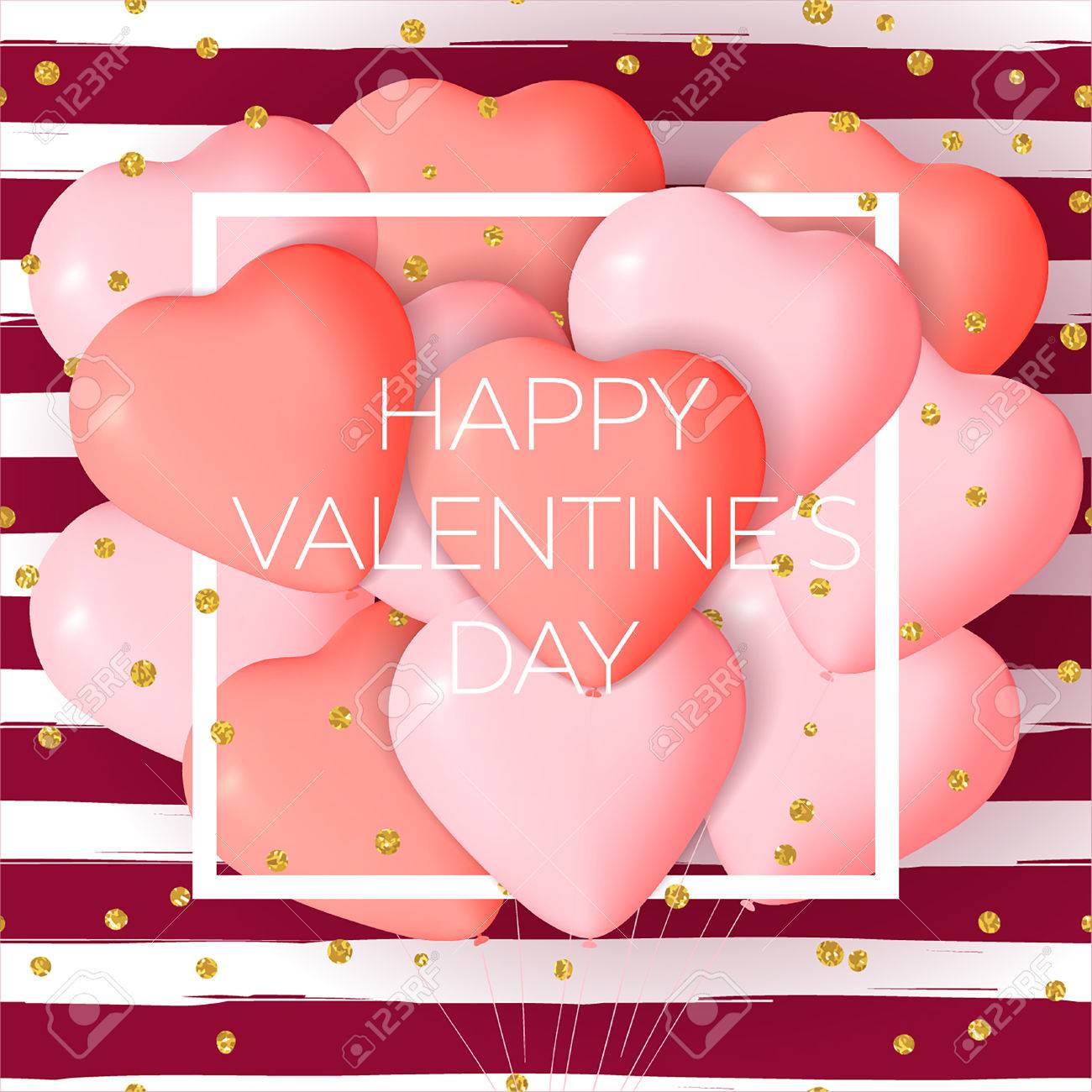 happy valentine s day card template with cute and fancy pink