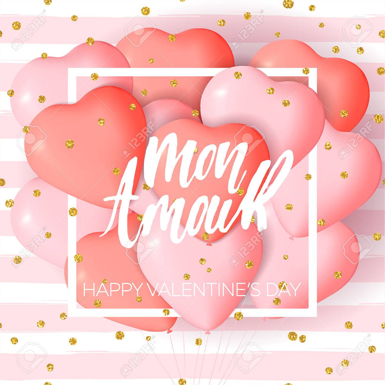 happy valentine s day card template with cute and fancy pink