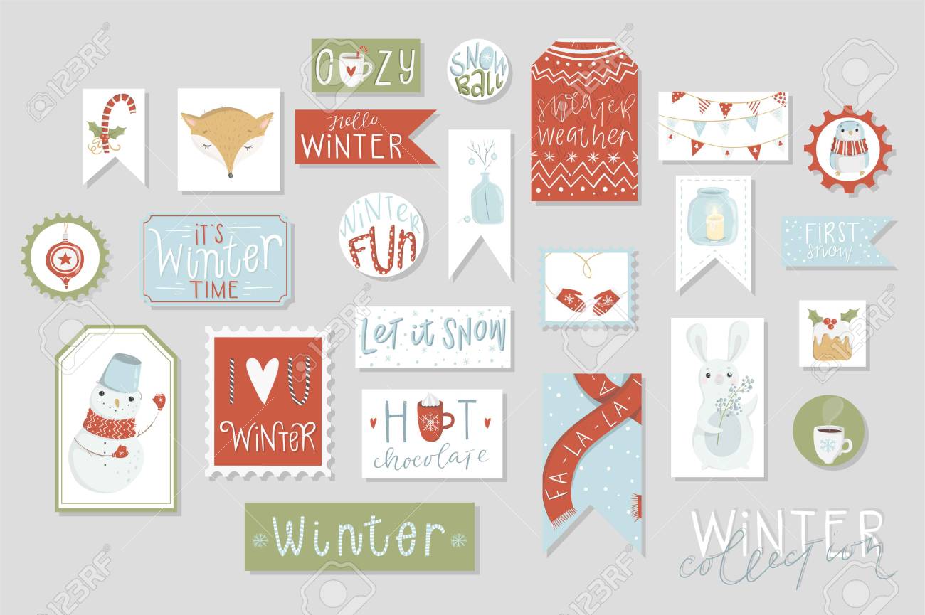 Winter season assortment of playing cards and reward tags preset, adorable hand drawn.. photograph about Printable Kraft Tags identify Wintertime variety of playing cards and reward tags preset, adorable hand drawn..