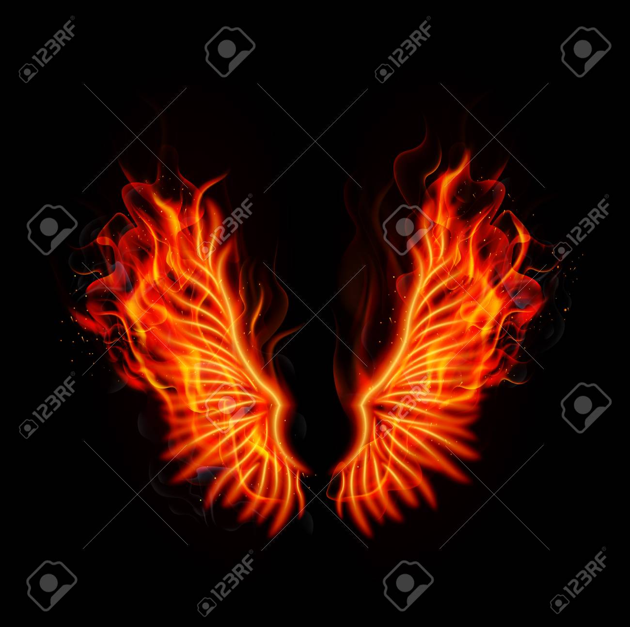 翼の燃えている火のイラストのイラスト素材 ベクタ Image