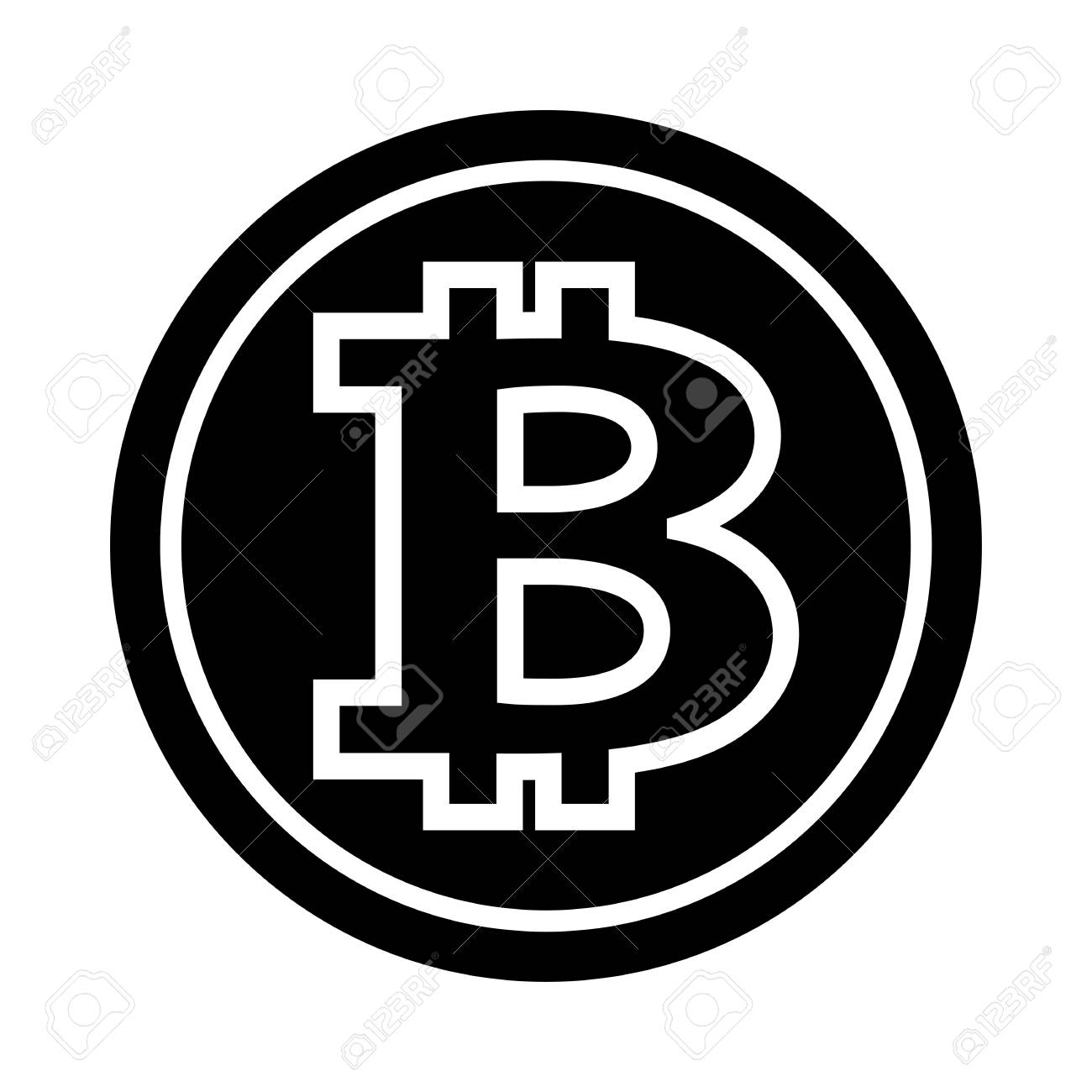 Bitcoin 실루엣 벡터 일러스트 흰색 배경에 고립입니다. 로고 디자인 요소, 스티커, 데칼 및 모든 종류의 장식에 이상적입니다.  로열티 무료 사진, 그림, 이미지 그리고 스톡포토그래피. Image 103828261