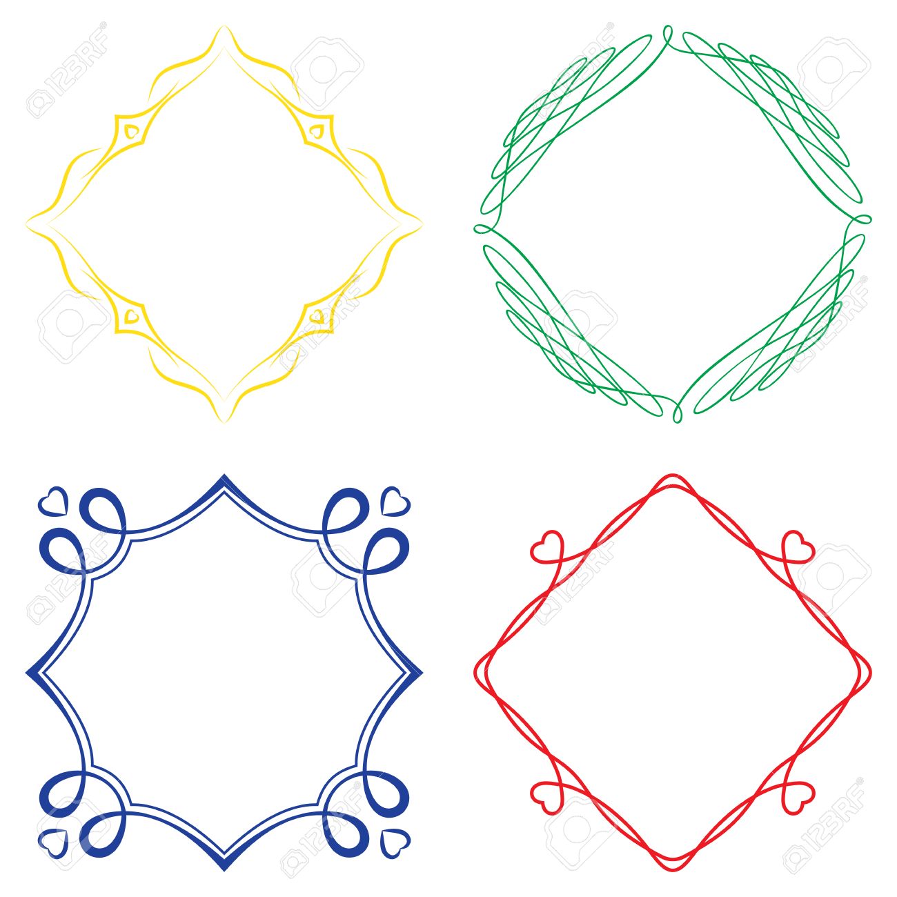 set of nice decorative colorful frames with ornament vector royalty