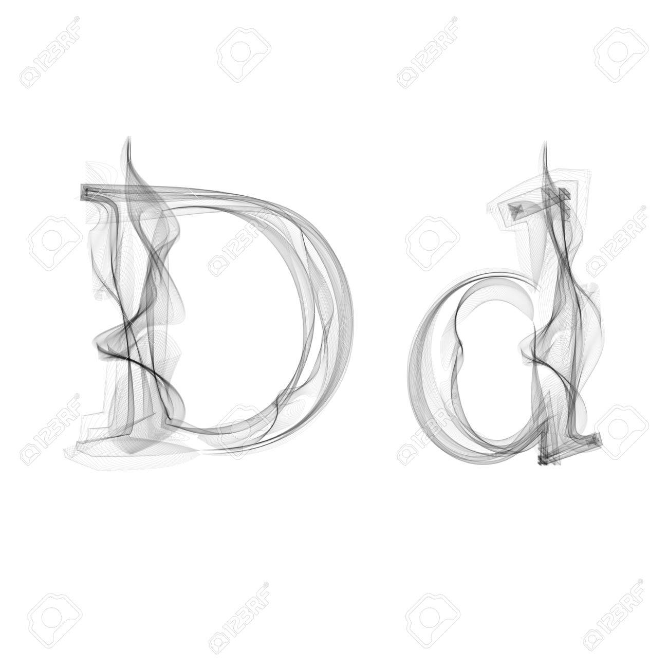 白い背景の黒い煙のフォントです 文字 D ベクトル図アルファベットのイラスト素材 ベクタ Image