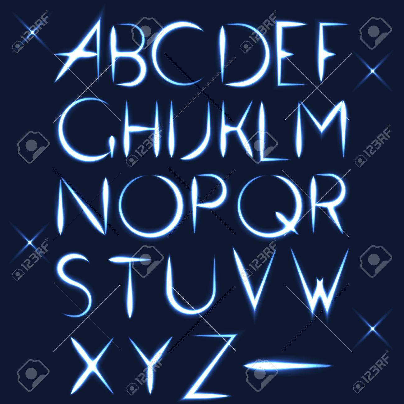 abc alphabet light font for letter design on dark background royalty