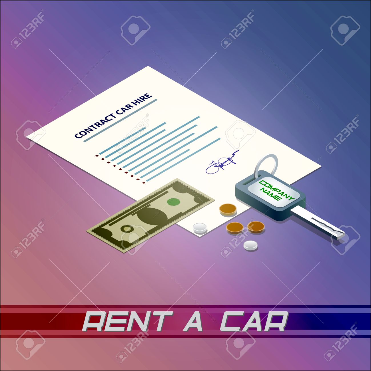 rent a car money rental automobile ignition key cash contract free money rent
