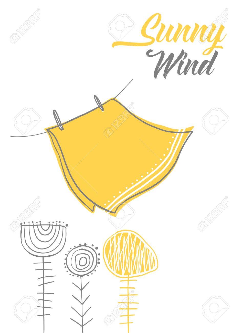 ロープの上の黄色い布のベクター イラストです のイラスト素材 ベクタ Image