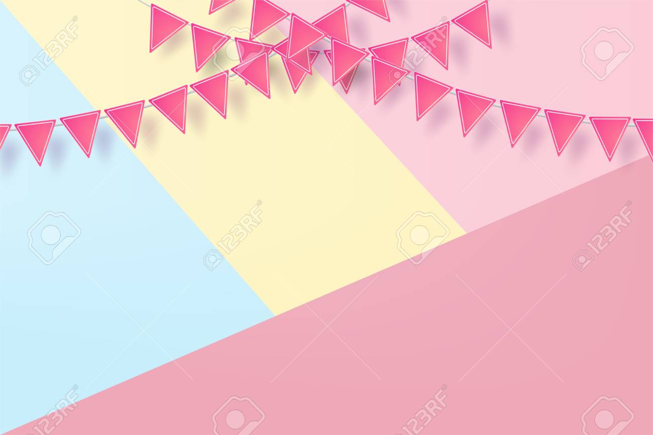anniversary happy birthday sweet colorfu with pink pennant banner