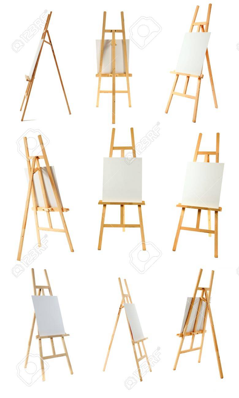 Nettoyez Toile Sur Un Chevalet En Bois Isole Sur Un Fond Blanc Banque D Images Et Photos Libres De Droits Image