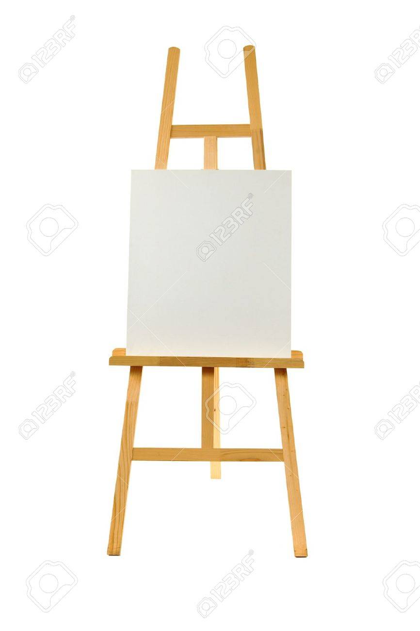 Nettoyez Toile Sur Un Chevalet En Bois Isole Sur Un Fond Blanc Banque D Images Et Photos Libres De Droits Image