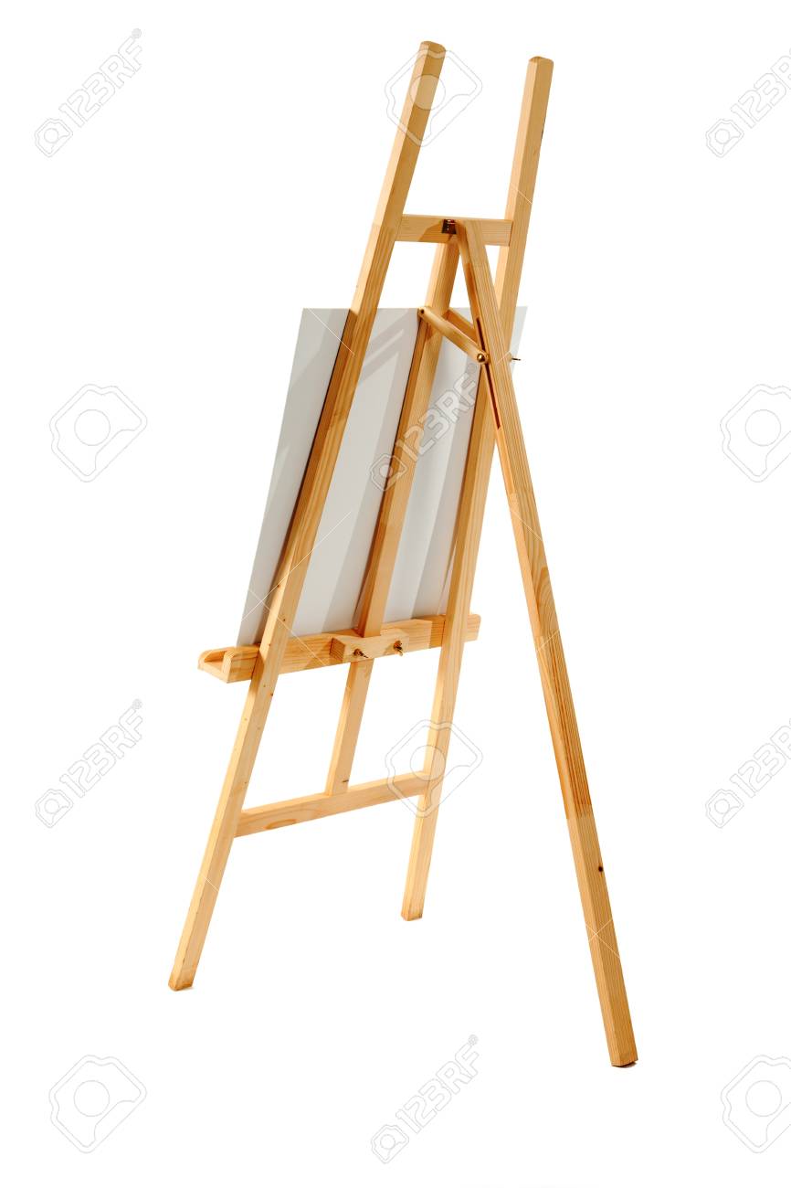 Nettoyez Toile Sur Un Chevalet En Bois Isole Sur Un Fond Blanc Banque D Images Et Photos Libres De Droits Image