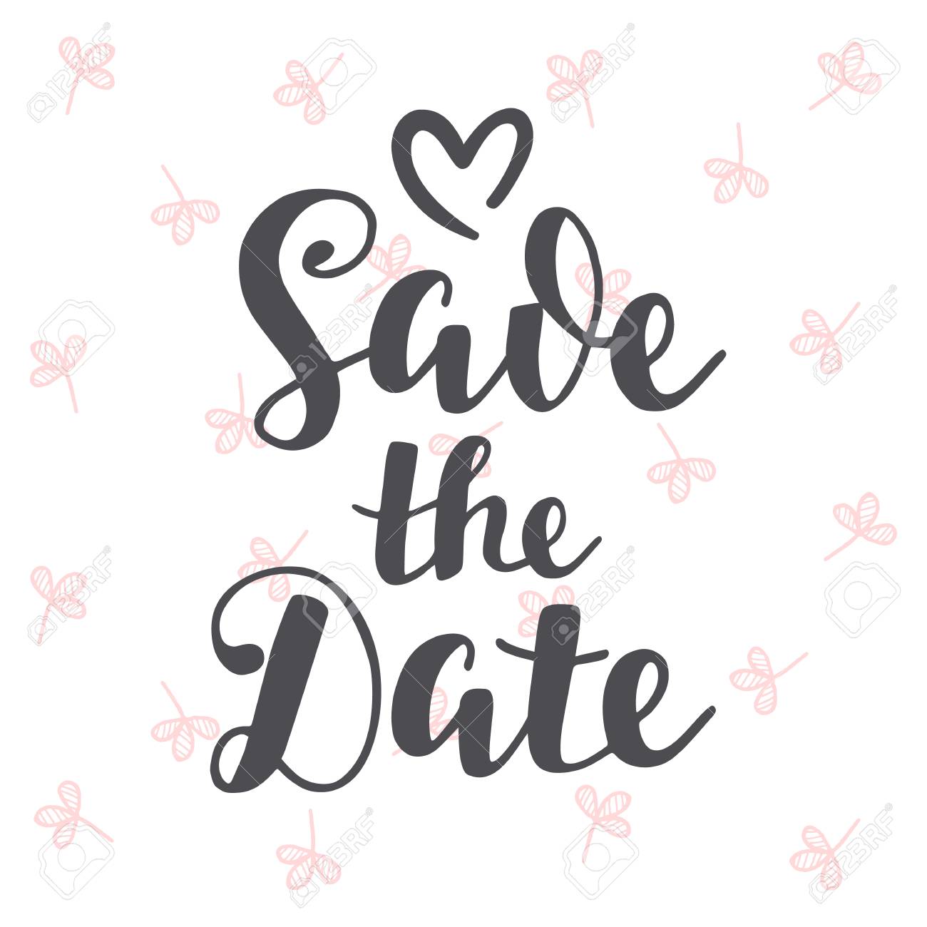 Save The Date Vintage Hand Written Lettering Wedding Invitation
