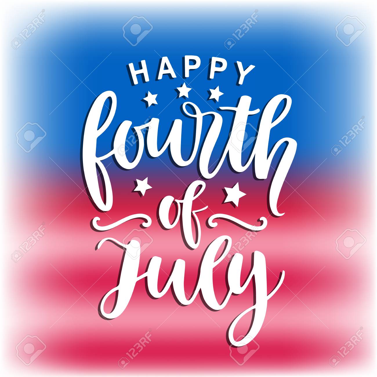 Happy Fourth Of July Hand Written Ink Lettering Royalty Free