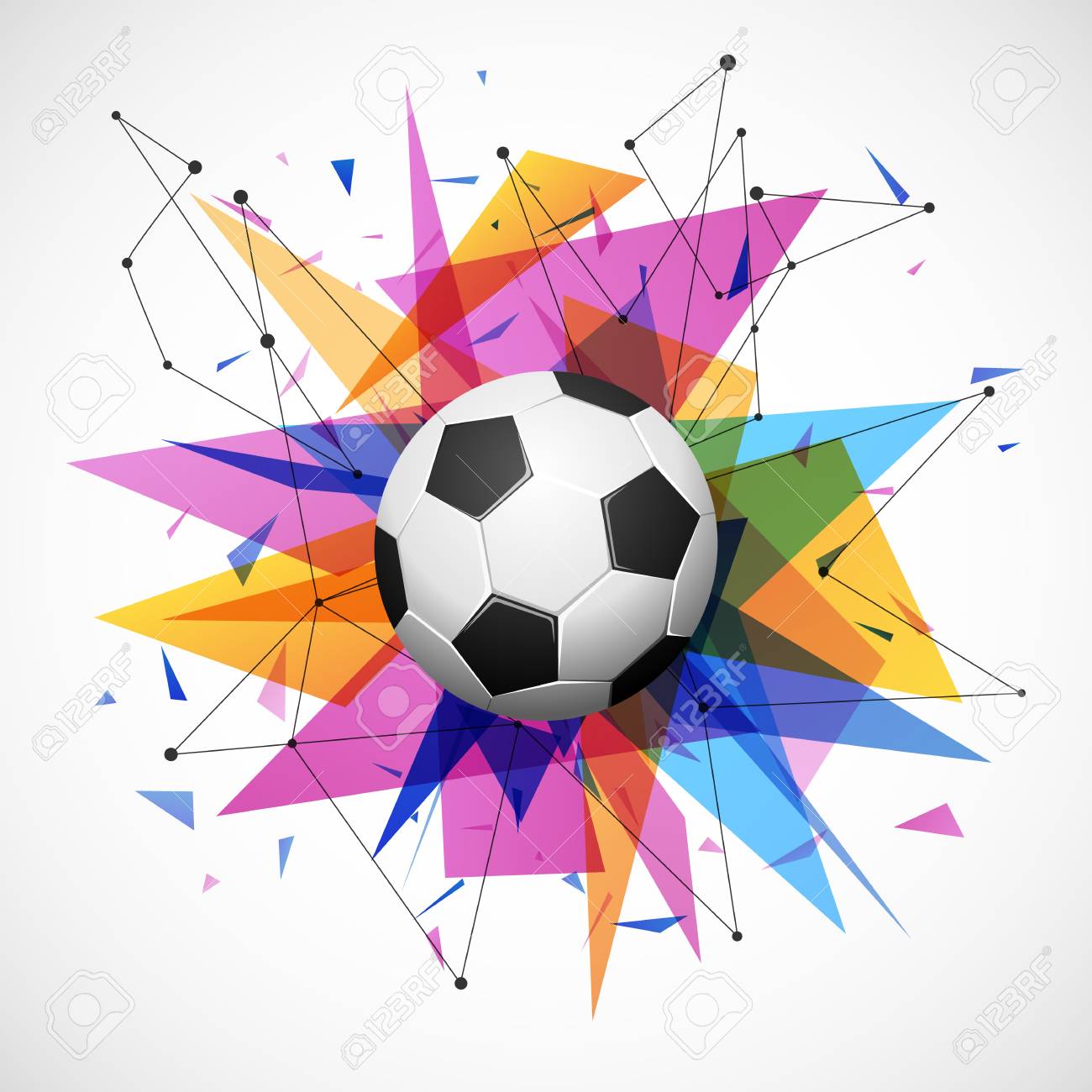 football emblem template soccer ball with colorful geometric soccer ball paper