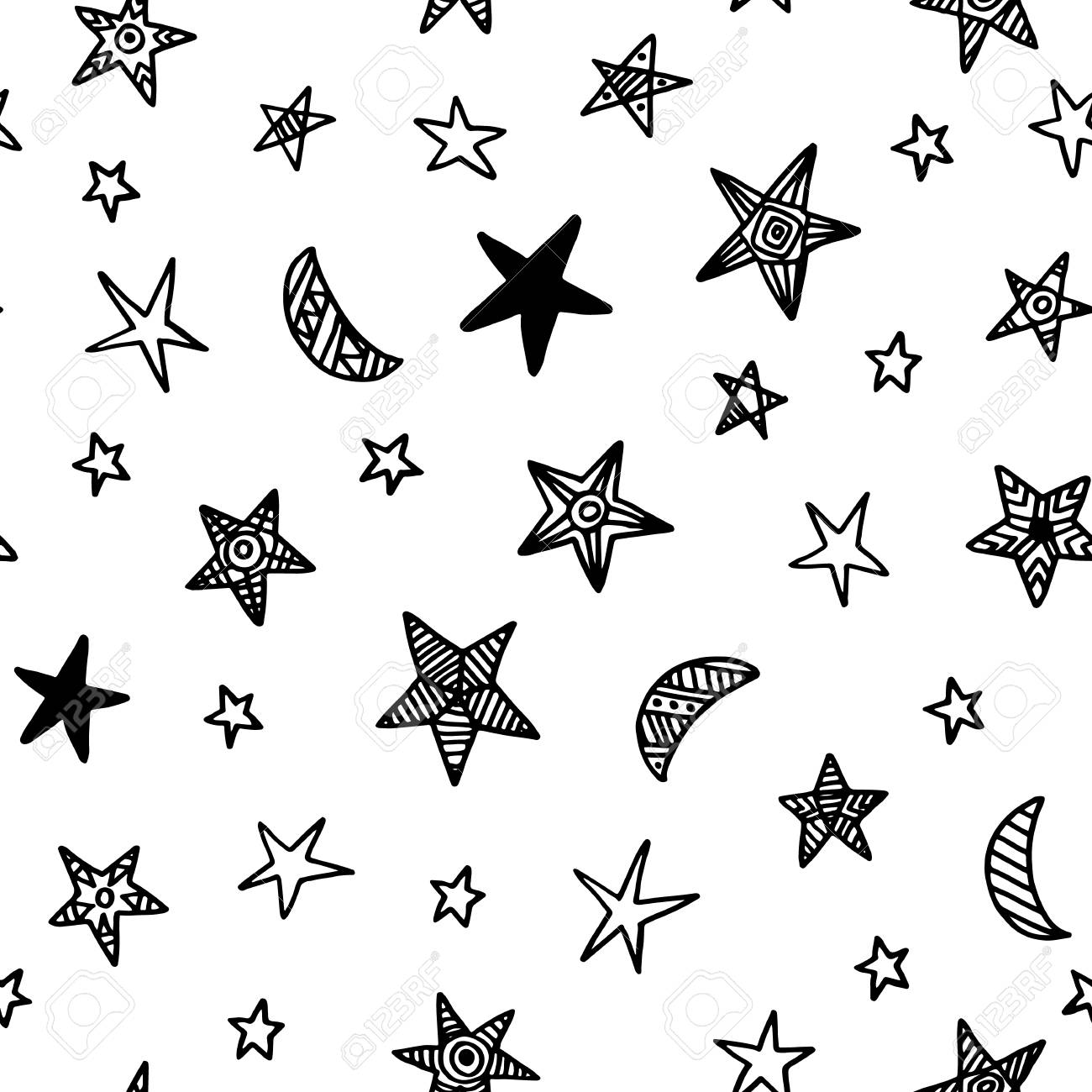 hand drawn star doodles