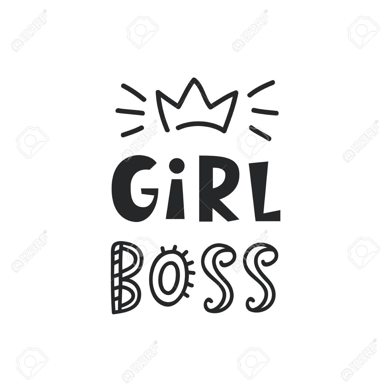 ガールボスカード 王冠でかわいい手書きのタイポグラフィのレタリング のイラスト素材 ベクタ Image