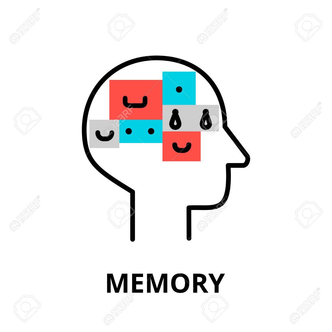 Human Memory Icon, Flat Thin Line Vector Illustration, For ...
