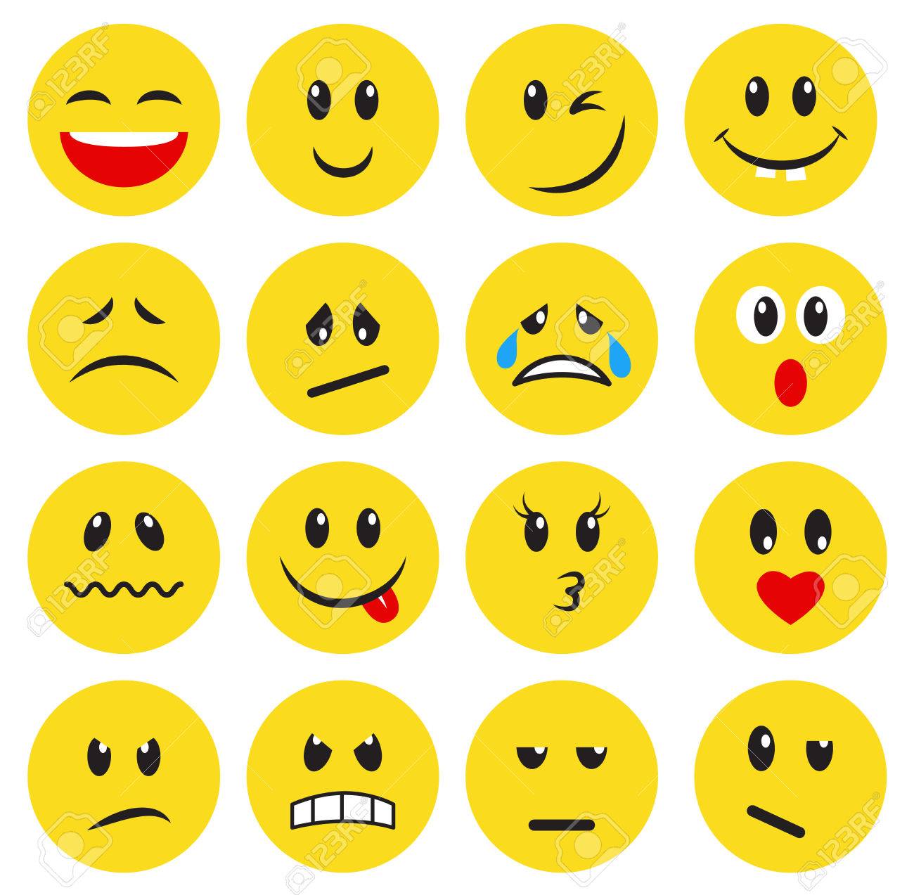 set of yellow emoticons and emojis vector illustration in flat vector emojis