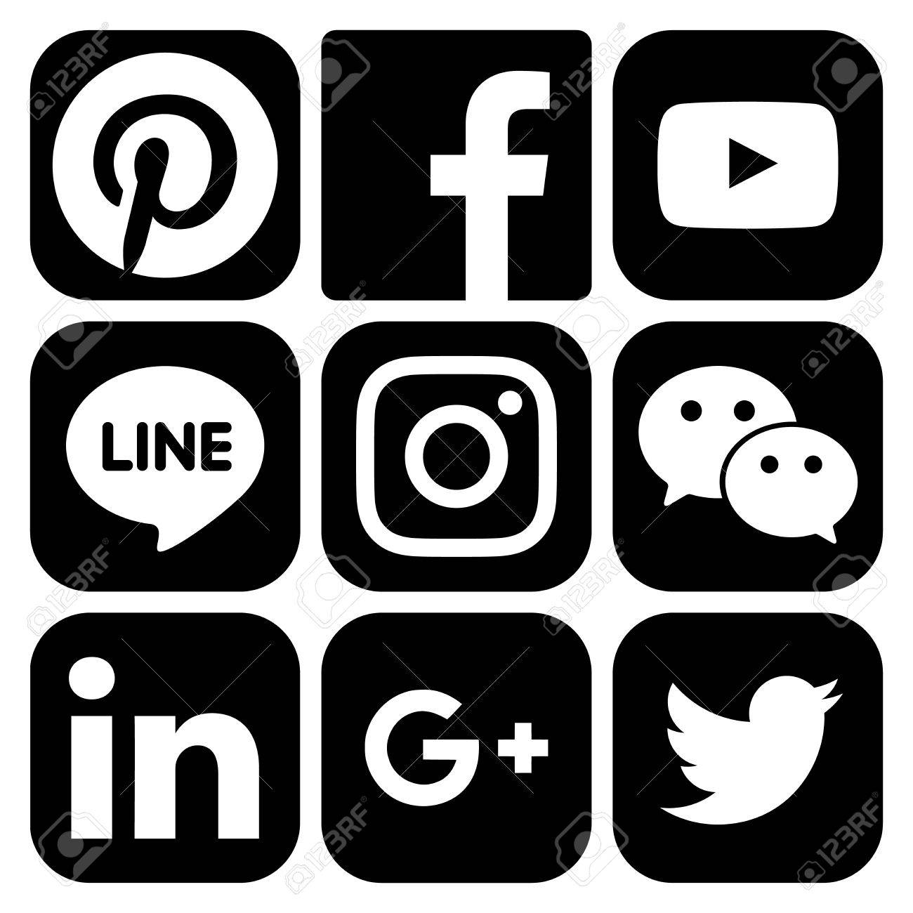 June 27 17 Popular Black Social Media Icons Facebook Twitter Stock Photo Picture And Royalty Free Image Image 7249