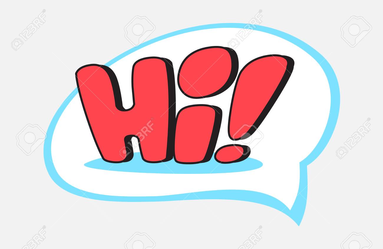 Hi! Sticker In Retro Style. Vector 