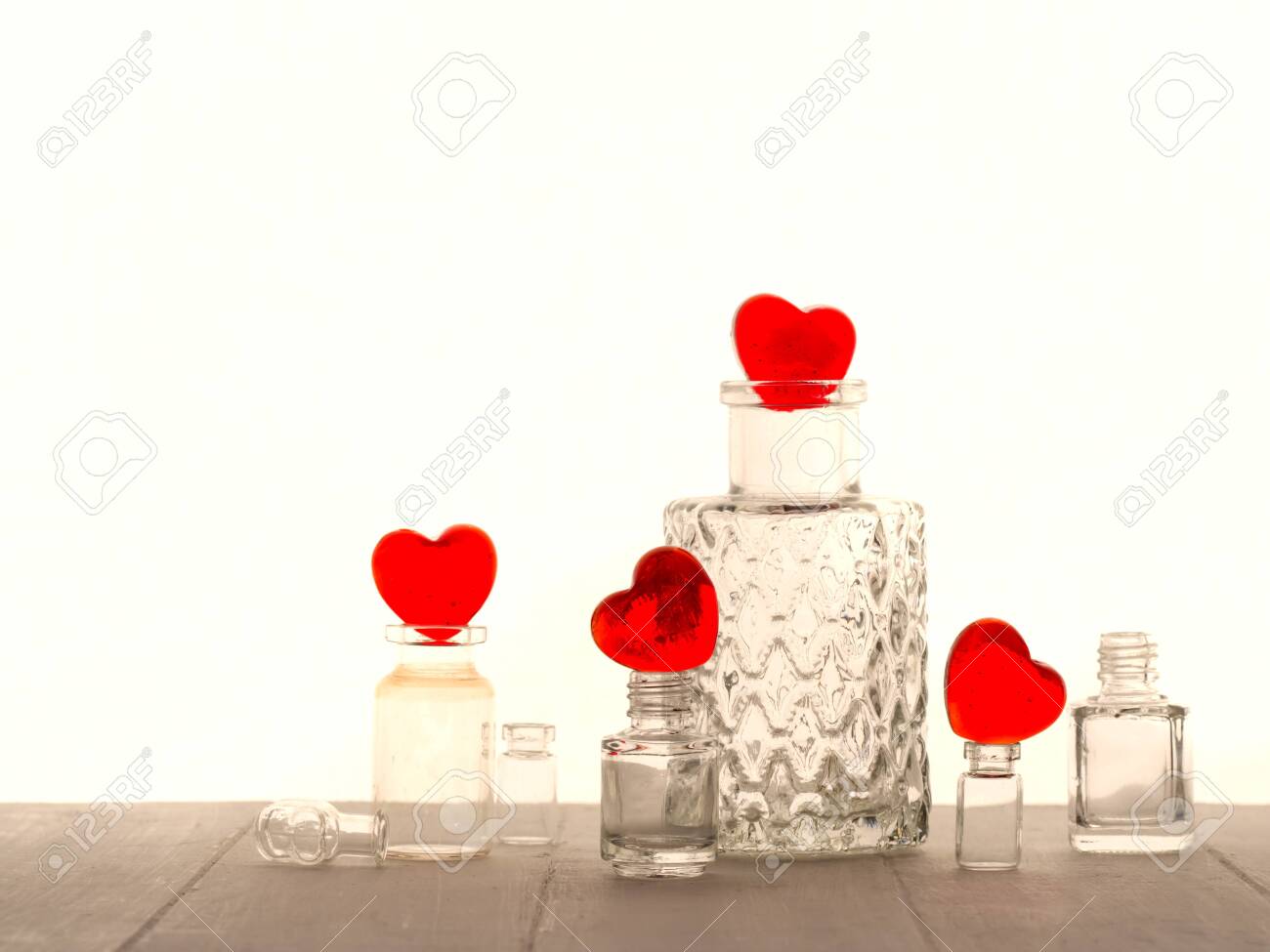 Romantic Composition With Heart Shape Transparent Sugar Candy