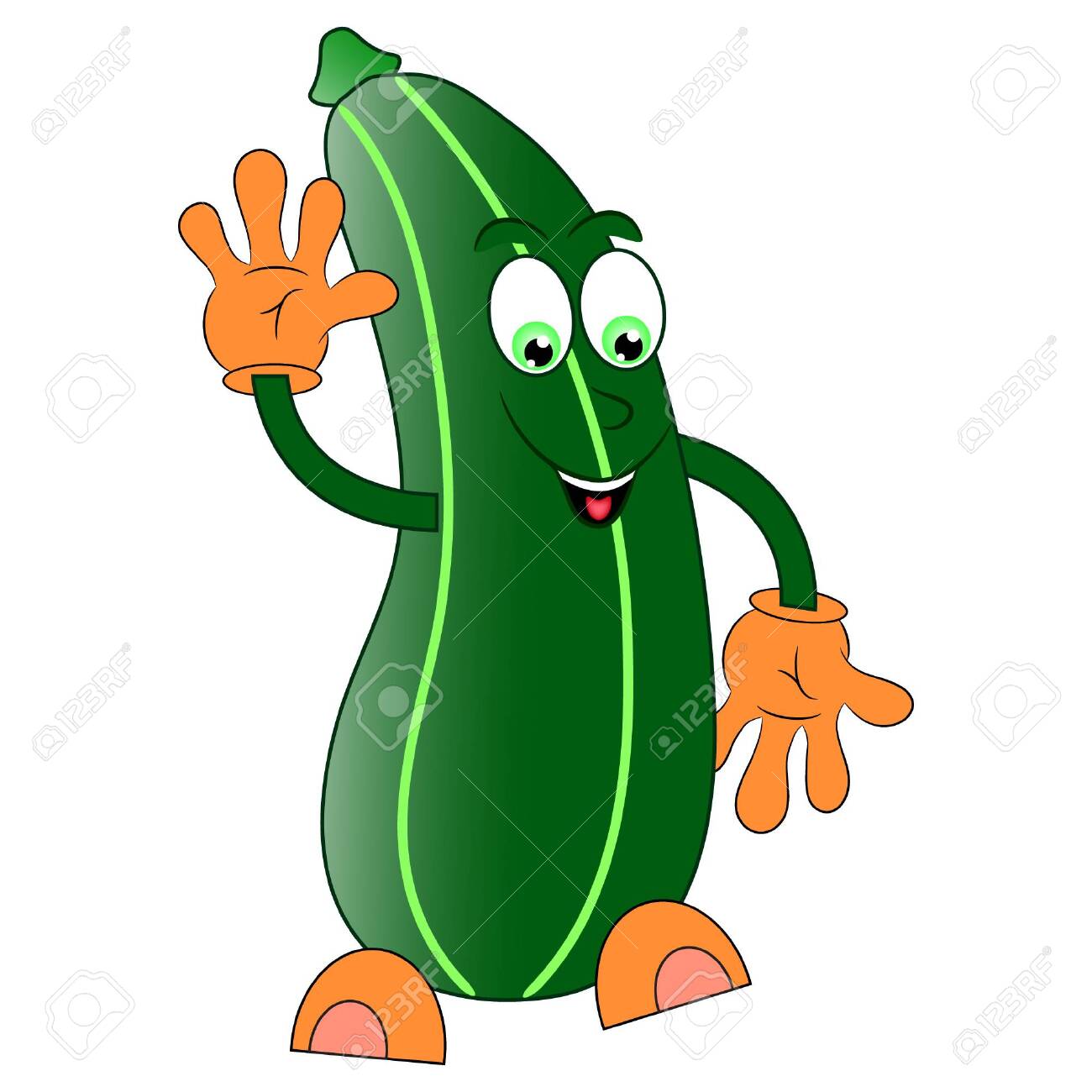 かわいいズッキーニ漫画のベクトルイラスト のイラスト素材 ベクタ Image