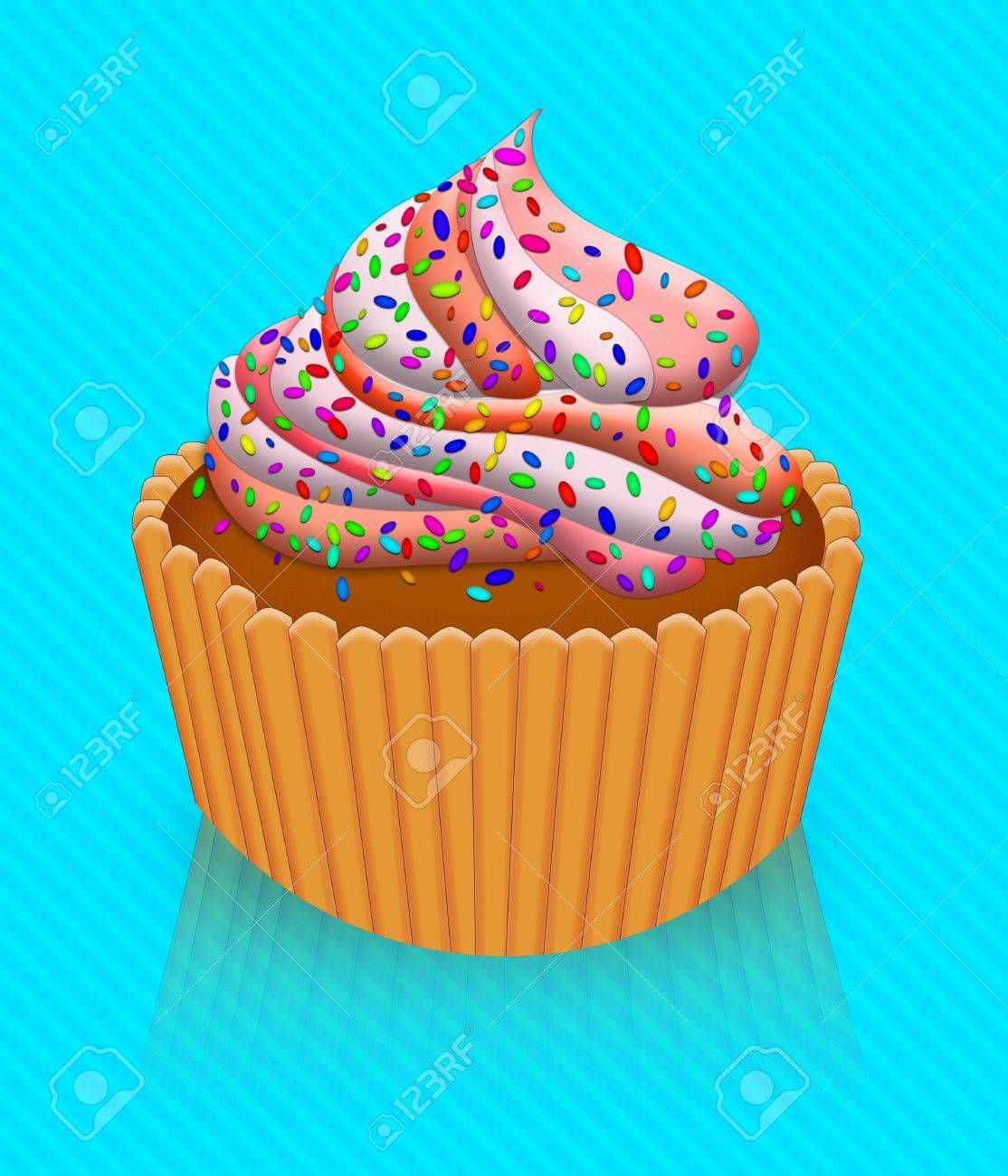 Illustration Of Pink Fairy Cake Cupcake With Icing Stock Photo Illustration Of Pink Fairy Cake Cupcake With Icing Stock Photo