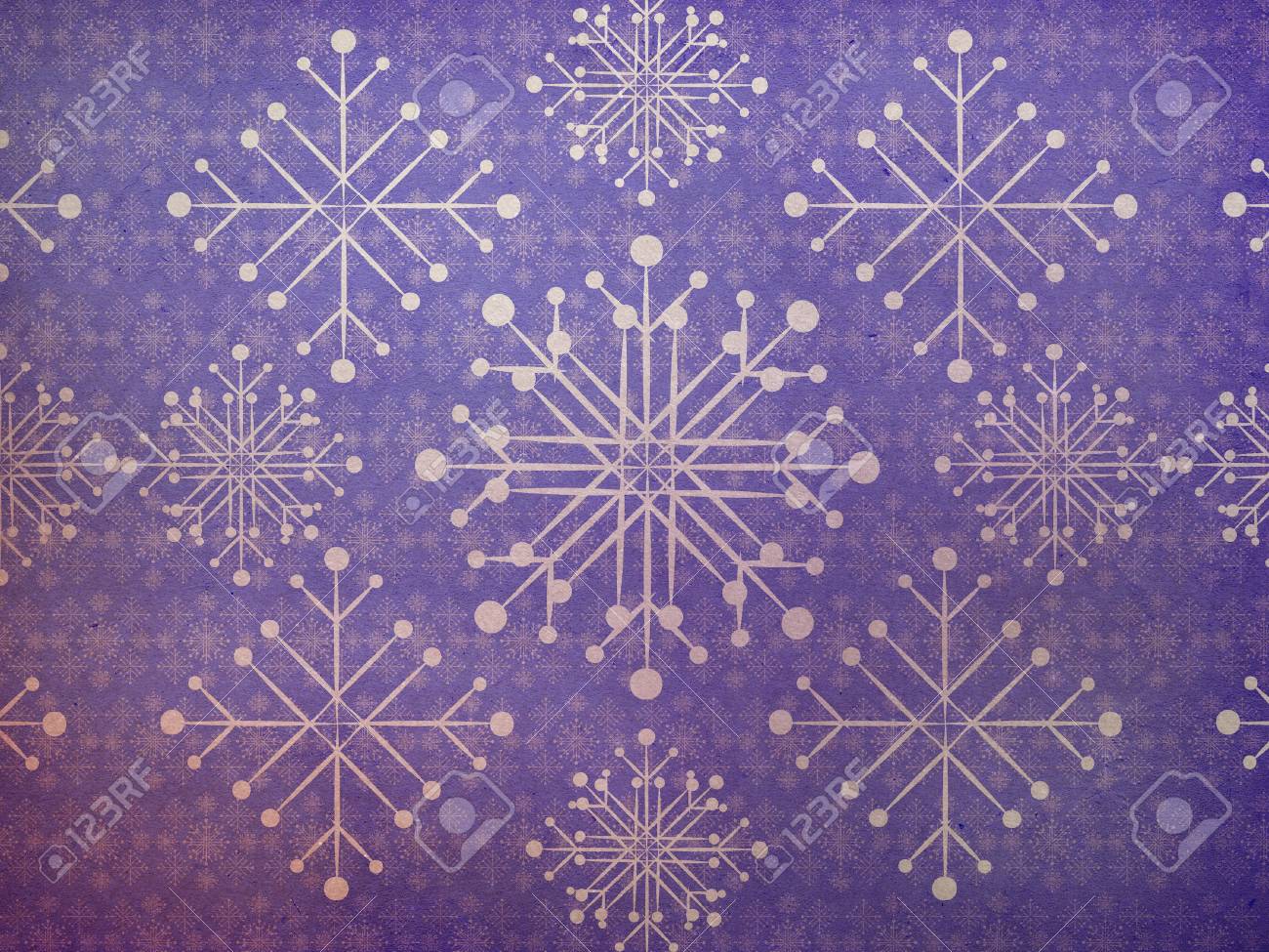 illustration of abstract vintage snowflake texture violet background