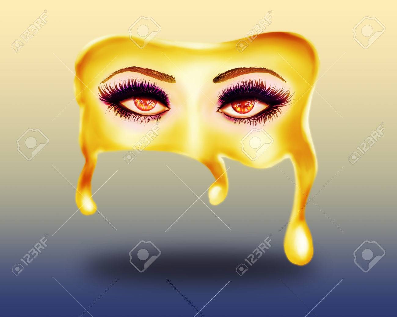 Download Surreal Face Woman Mask With Yellow Eyes Is Melting Stock Photo Picture And Royalty Free Image Image 24944031 PSD Mockup Templates