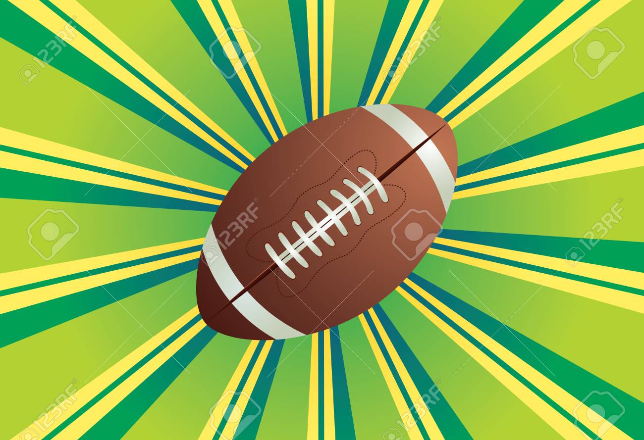 アメリカン フットボール ラグビー ボール光線とカラフルな背景に のイラスト素材 ベクタ Image