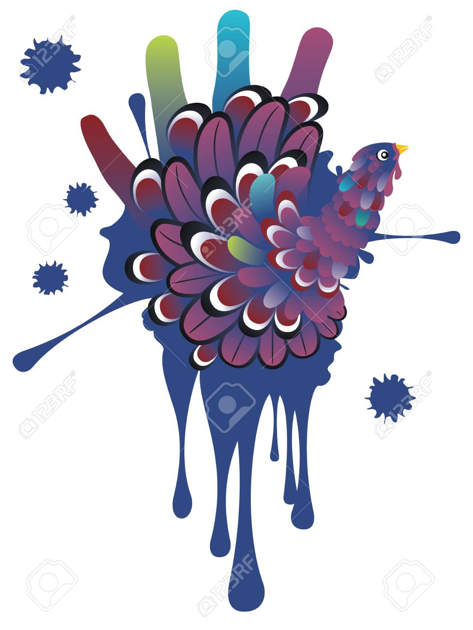 colorful thanksgiving design with cute hand print turkey royalty