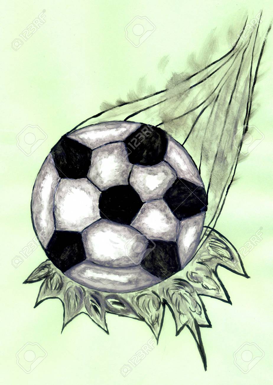 サッカー ボール 手描きイラストのグランジのスケッチ の写真素材 画像素材 Image
