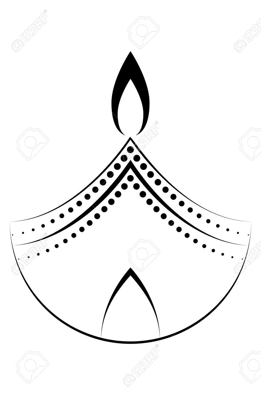 Decorative Diya, Diwali Festival Candle Line Art Illustration. Royalty Free  SVG, Cliparts, Vectors, and Stock Illustration. Image 177418493., image size:861x1300