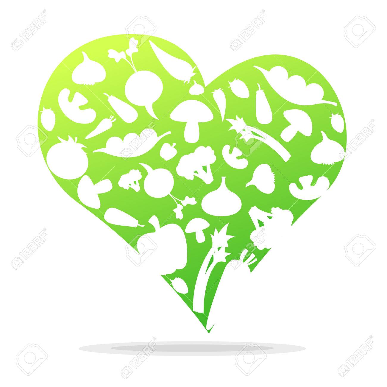 Vegetables in heart shapes. Love to eat vegetables. - 25470565 Vegetables in heart shapes. Love to eat vegetables. - 25470565