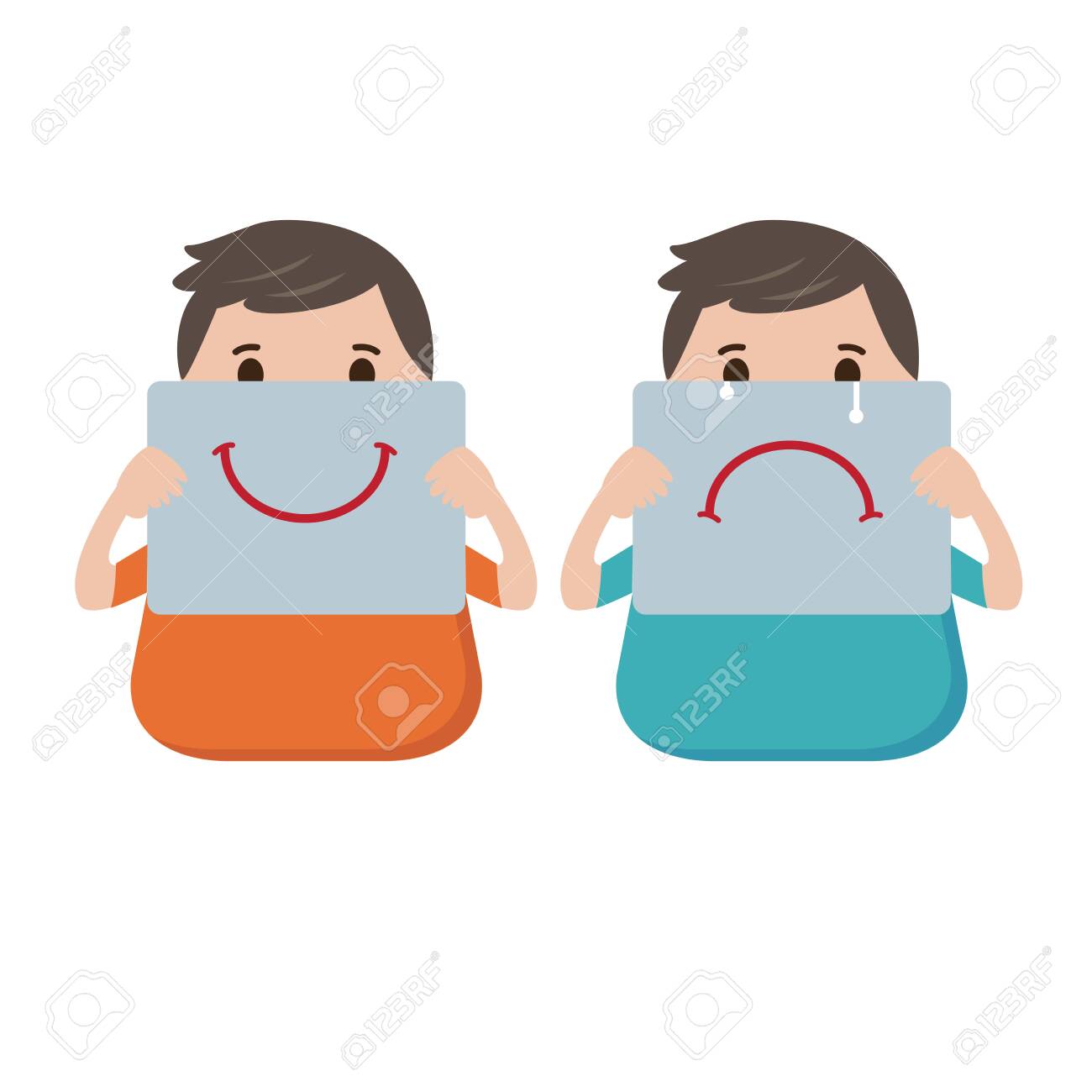 Boy Have Good And Bad Mood のイラスト素材 ベクタ Image