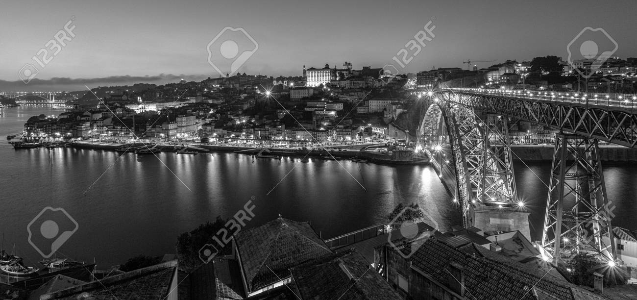 Dom Lui S I Bridge In Porto Portugal In Black And White Stock