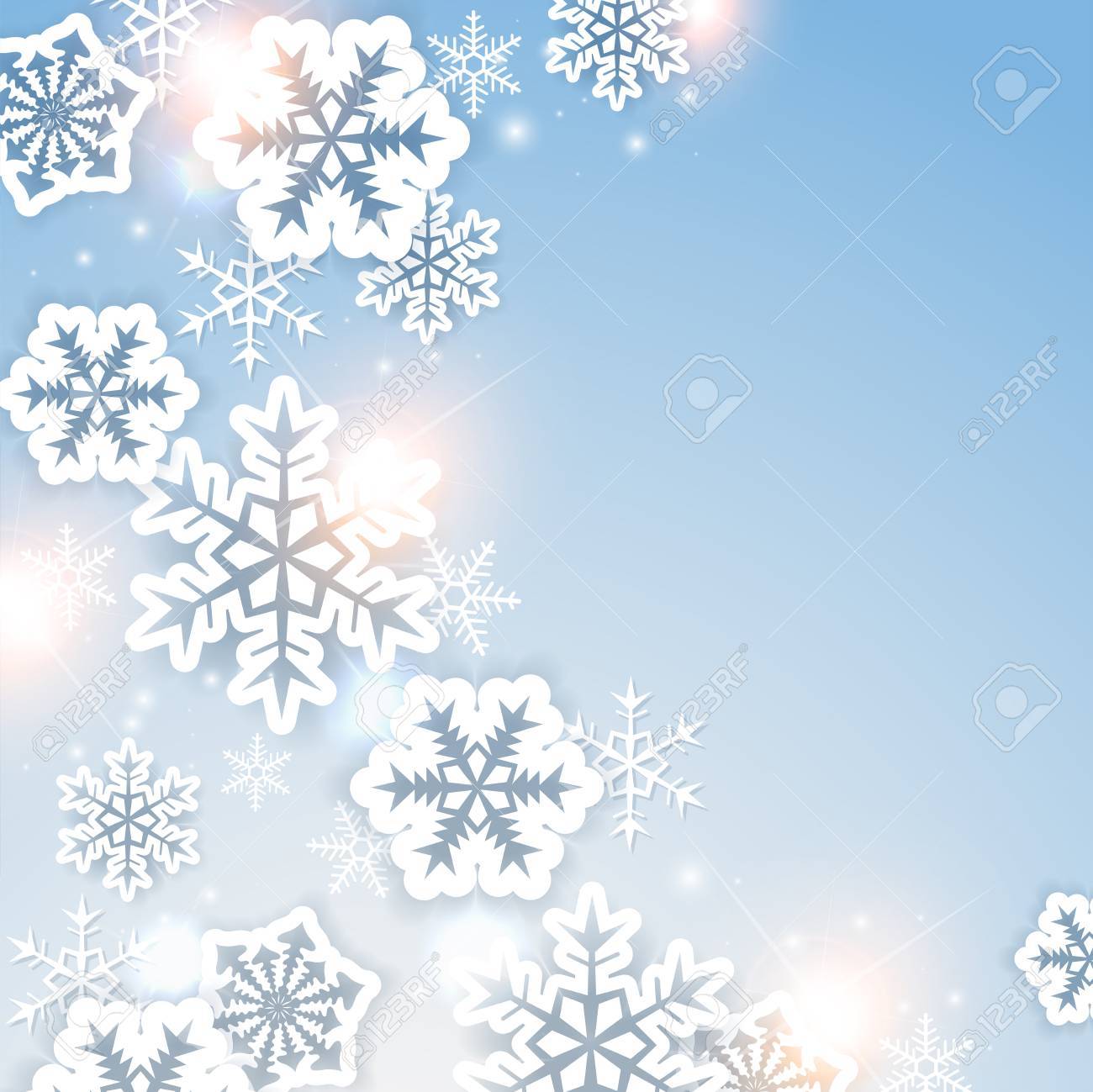 Fondo Brillante Di Natale Con I Fiocchi Di Neve Bianchi Di Carta Design Per La Cartolina Di Natale