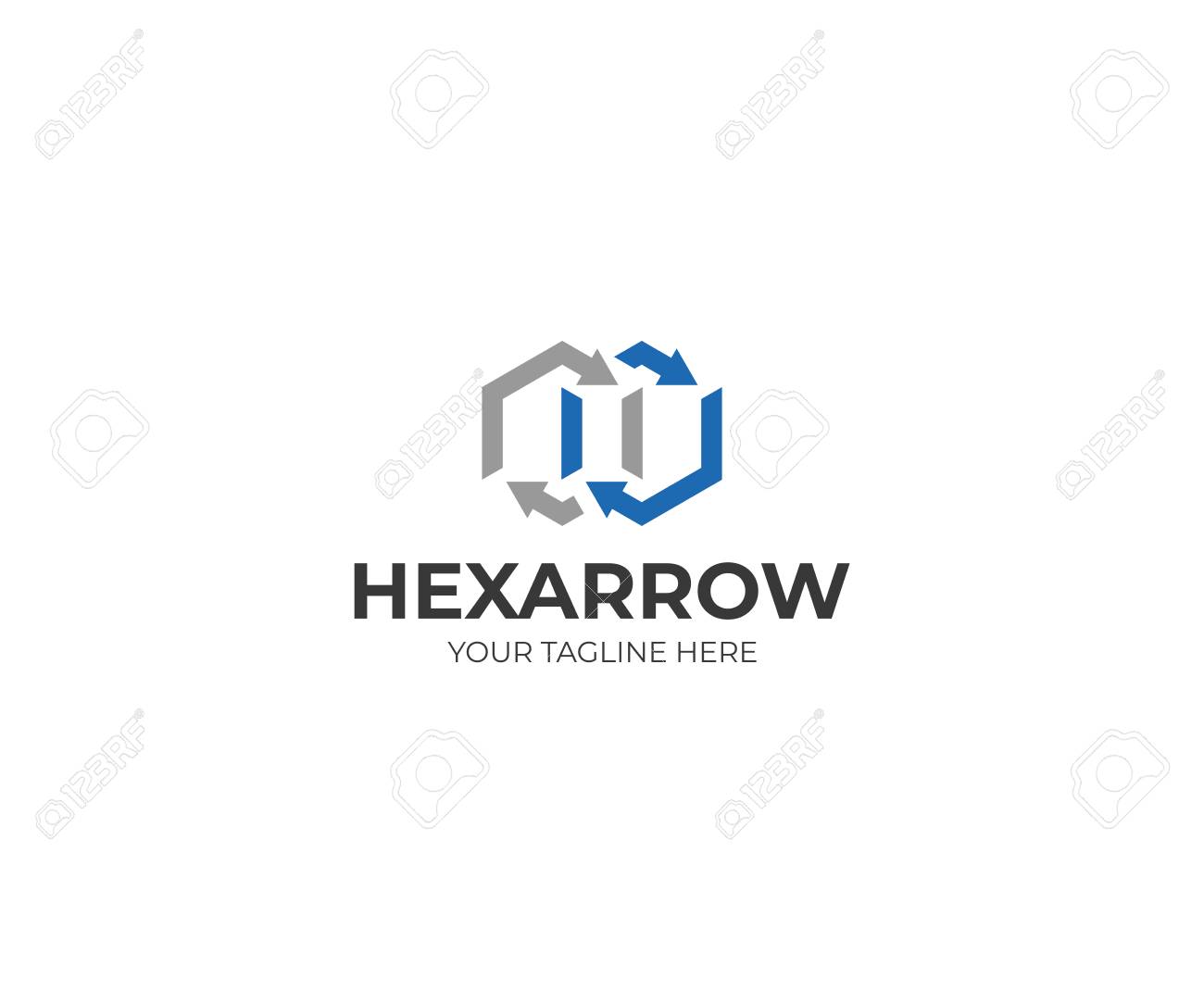 hexagon and arrow signage template royalty free cliparts vectors