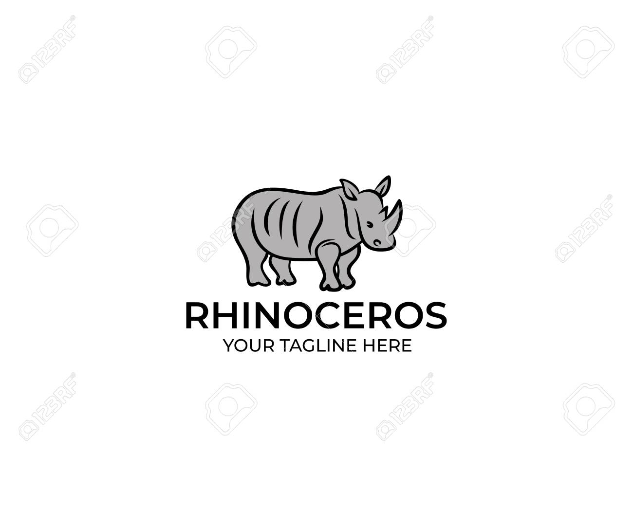 rhinoceros linear logo template rhino vector design animal