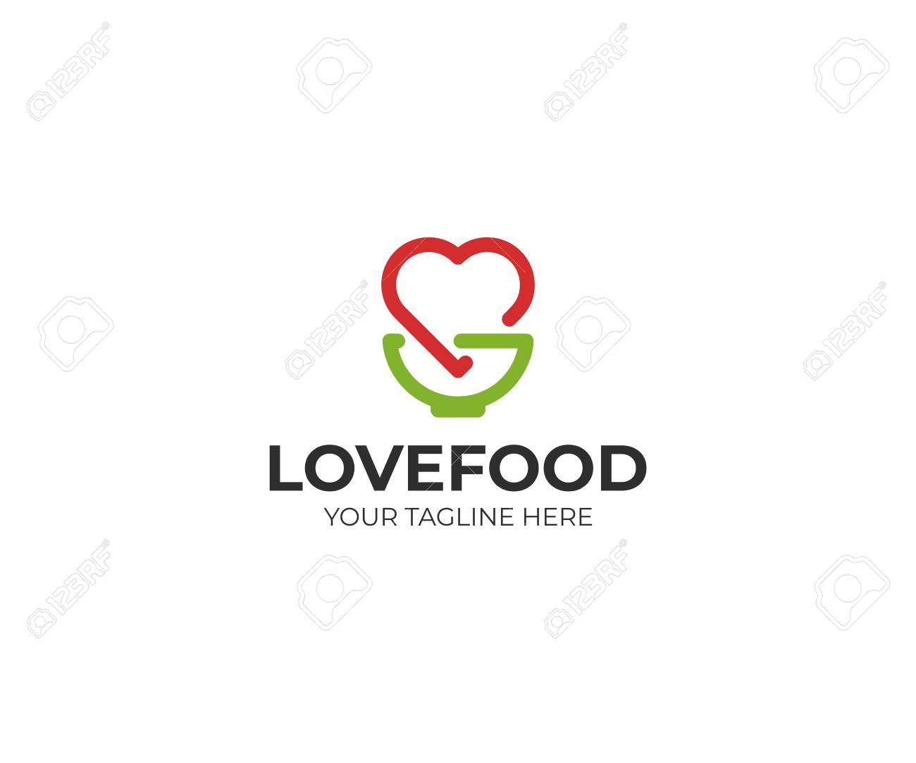 heart and bowl template kitchenware and love symbol vector design