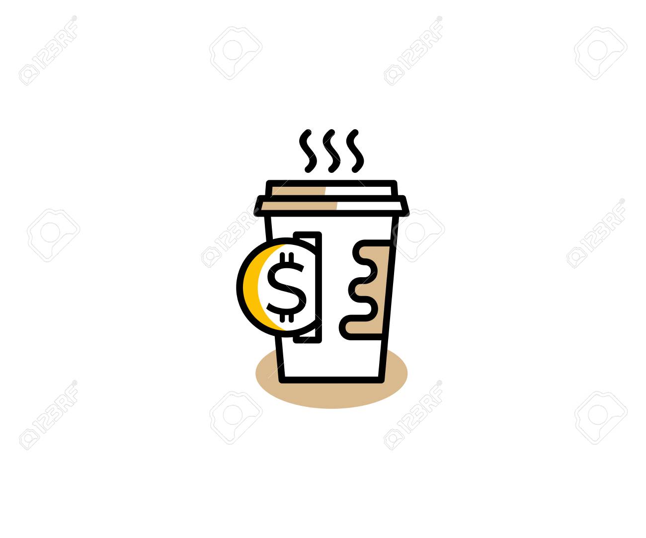 paper coffee cup and coin icon template concept buying coffee