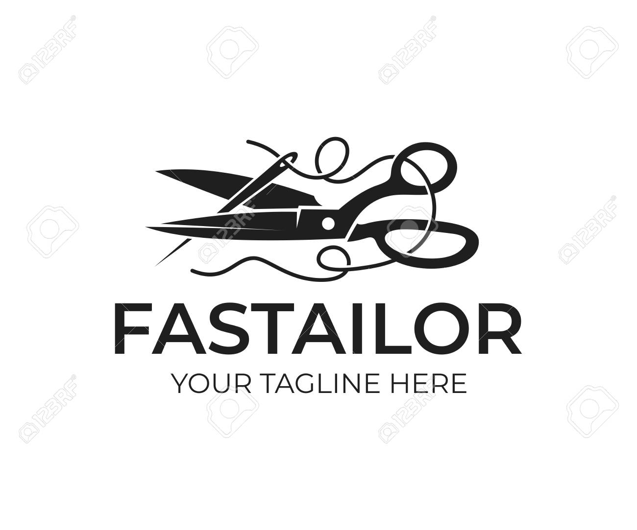 Tailor Scissors And Needle With A Thread Logo Design Sewing Royalty Free Cliparts Vectors And Stock Illustration Image