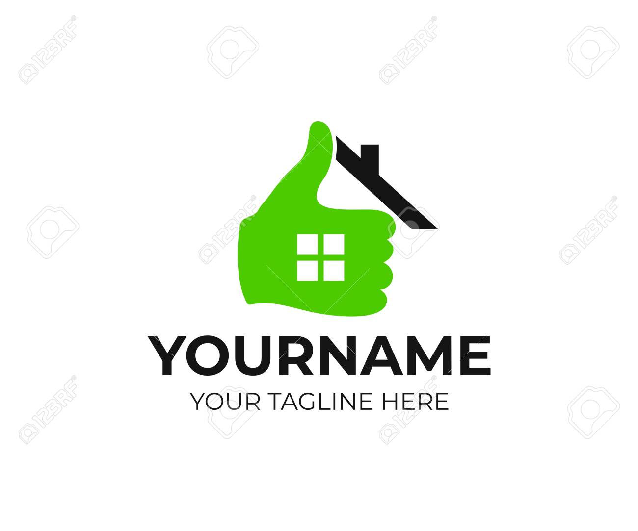 real estate home house hand and thumb up logo design realtor realtor symbol