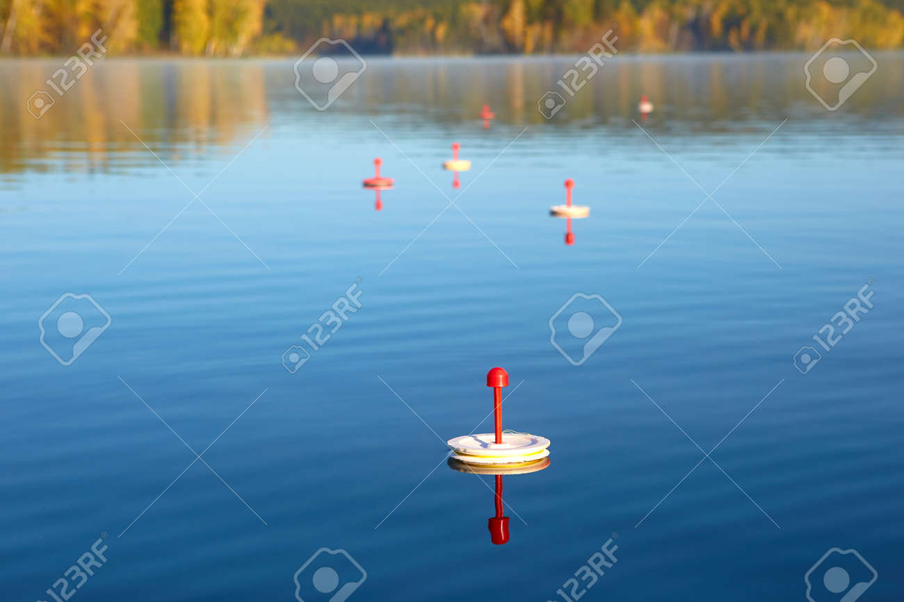 red fishing circle made of foam, floating on the water in the pond waiting for the bite of predatory fish. - 158618965 red fishing circle made of foam, floating on the water in the pond waiting for the bite of predatory fish. - 158618965