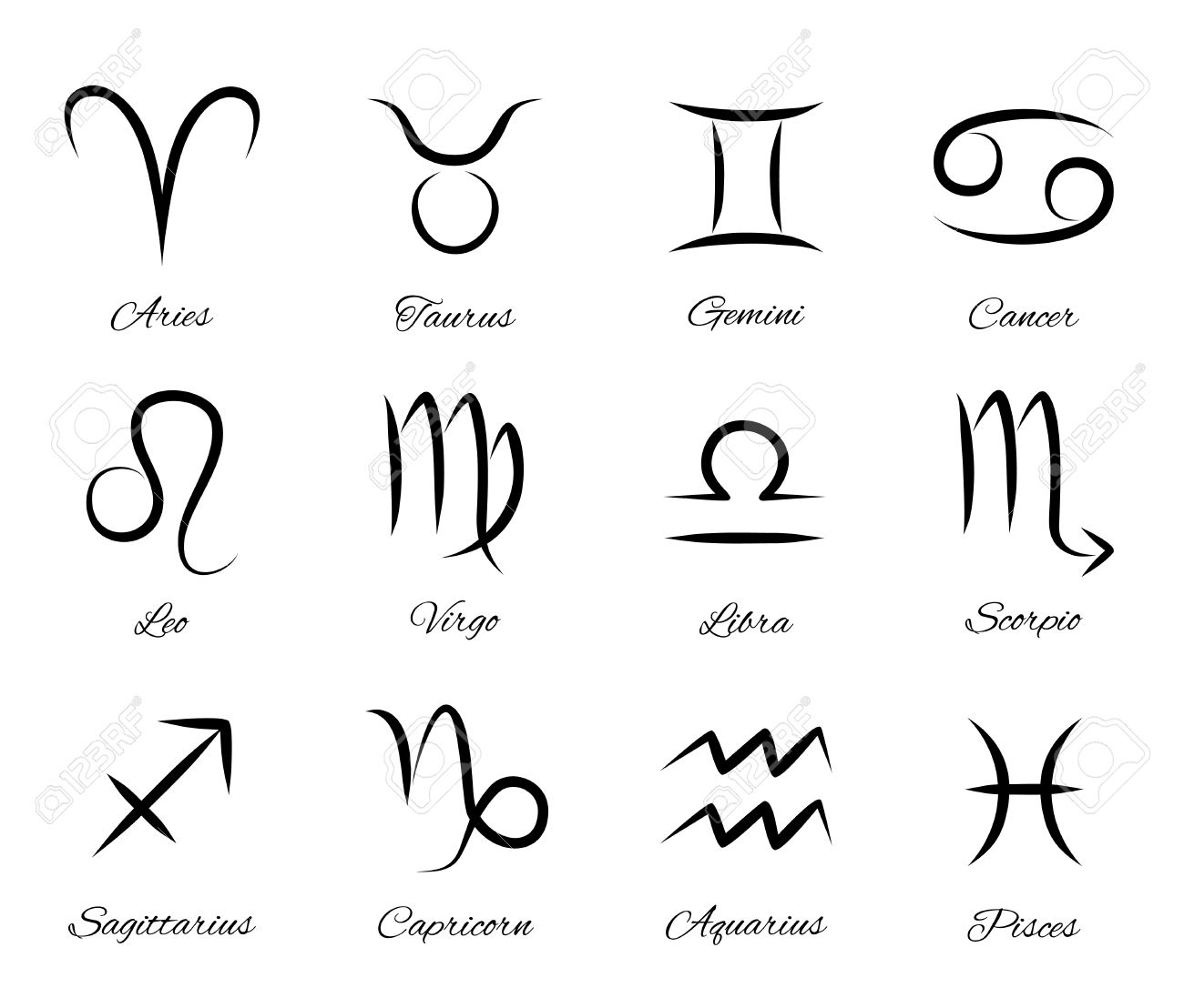 Vector Set Of All Astrological Zodiac Signs Royalty Free Cliparts Vectors And Stock Illustration Image 27444602