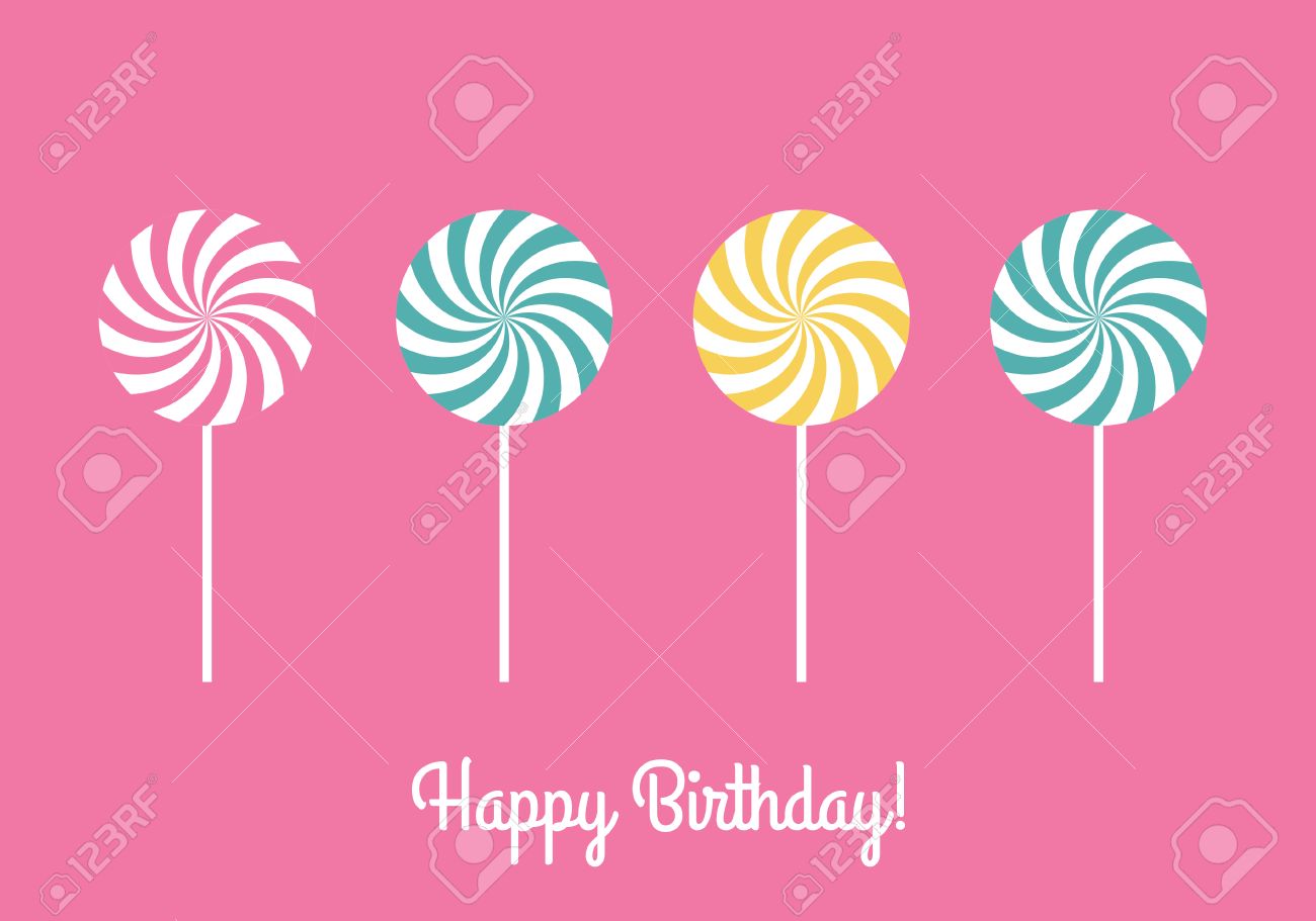 甘いキャンディーで誕生日グリーティング カードのイラスト素材 ベクタ Image