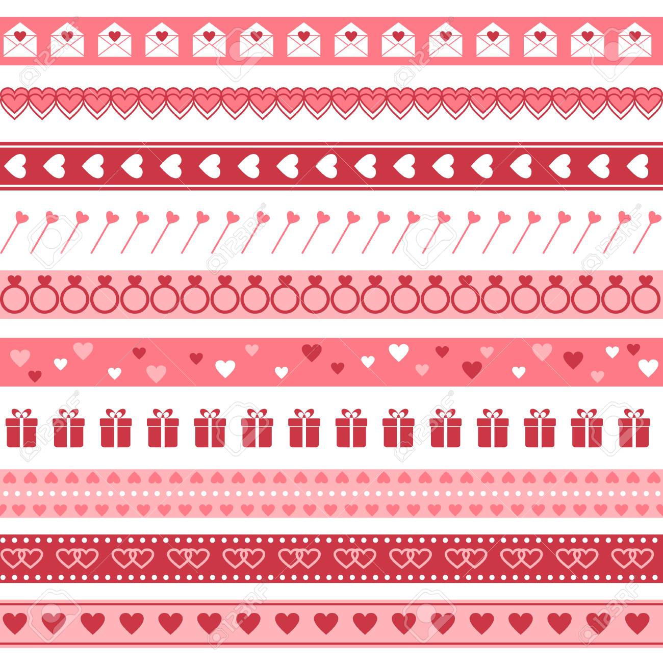 バレンタインの日の結婚式のデザインのシームレスなピンク ボーダー のイラスト素材 ベクタ Image
